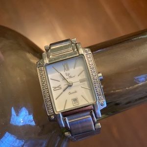 Lucien Piccard stainless steel watch with diamond detail